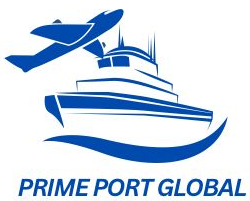 Prime Port Global logo with airplane and ship